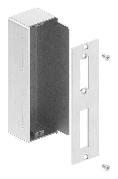 Edelstahlgegenkasten eckig, für Abstand 72mm, 50mm, geeignet für elektrischen Türöffner vorgerichtet, links und rechts verwendbar, geschliffen, V2A