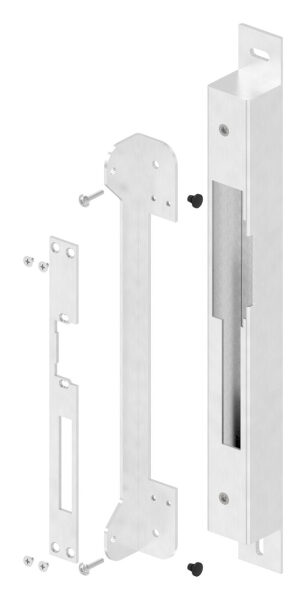 Gegenkasten zum Aufschrauben, für Abstand 72 / 92 mm für 40mm, DIN Links, geeignet für elektrischen Türöffner, inkl.2x Linsenkopfschraube M5x8mm, geschliffen, V2A