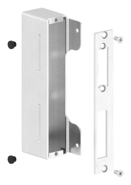 Edelstahlgegenkasten eckig, für Abstand 72mm, zum Anschweißen für 30mm Schlosskasten, geeignet für elektrischen Türöffner, Schließblech V2A geschliffen, V2A