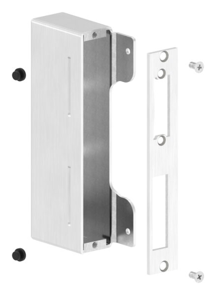 Edelstahlgegenkasten eckig, für Abstand 72mm, zum Anschweißen für 30mm Schlosskasten, geeignet für elektrischen Türöffner, Schließblech V2A geschliffen, V2A