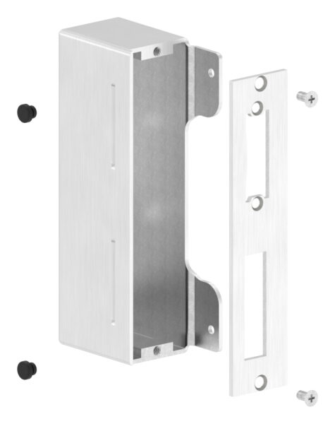 Edelstahlgegenkasten eckig, für Abstand 72mm, zum Anschweißen für 40mm Schlosskasten, geeignet für elektrischen Türöffner, Schließblech V2A geschliffen, V2A