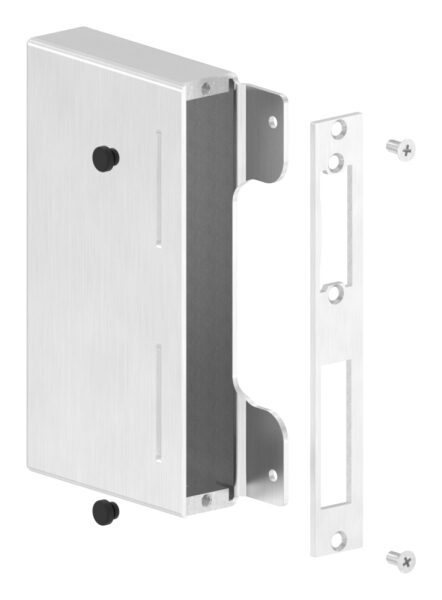 Gegenkasten, mit Edelstahlschließblech, zum Anschweißen für 30mm Schlosskasten, geeignet für elektrischen Türöffner, Schließblech V2A geschliffen, V2A