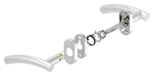 Türdrücker-Paar, inkl. 8mm Drückerstift, für Kastendicke 30-60mm, V2A
