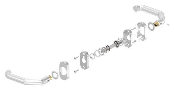 Türdrücker-Paar, inkl. 8mm Drückerstift, für Kastendicke 30-60mm, V2A