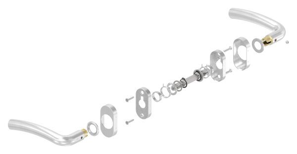 Türdrücker-Paar, inkl. 8mm Drückerstift, für Kastendicke 30-60mm, V2A