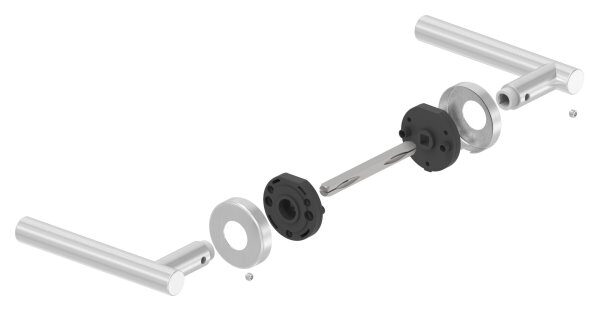 Türdrücker-Paar, drehbar, inkl. 8mm Drückerstift, V2A