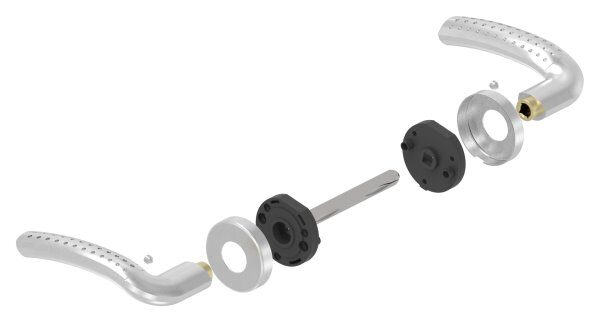 Türdrücker-Paar, drehbar, inkl. 8mm Drückerstift, aus Vollmaterial, V2A