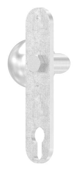 Türknopf, Ø 50mm, mit Langschild, gekröpft, feststehend, gerundet, LI und RE verwendbar, V2A