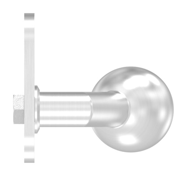 Türknopf, Ø 50mm, mit Langschild, gekröpft, feststehend, gerundet, LI und RE verwendbar, V2A