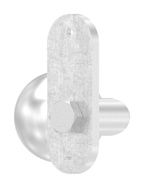 Türknopf, Ø 50mm, mit Langschild, gekröpft, feststehend, gerundet, LI und RE verwendbar, V2A