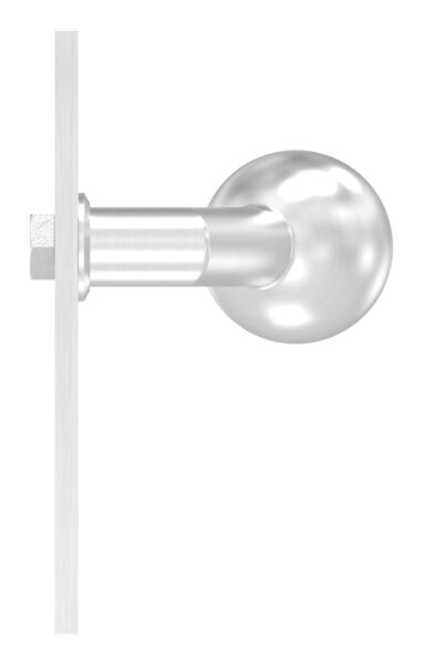 Türknopf, Ø 50mm, mit Langschild, gekröpft, feststehend, eckig, LI und RE verwendbar, V2A