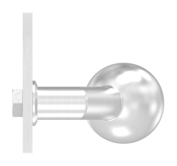 Türknopf, Ø 50mm, mit Langschild, gekröpft, feststehend, eckig, LI und RE verwendbar, V2A