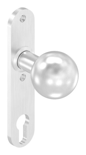 Türknopf, Ø 50mm, mit Langschild, feststehend, V2A