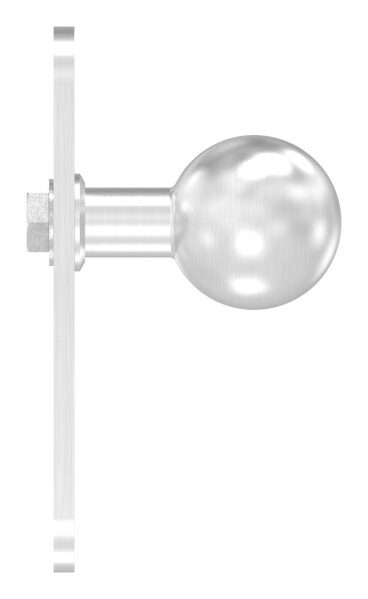 Türknopf, Ø 50mm, mit Langschild, feststehend, V2A