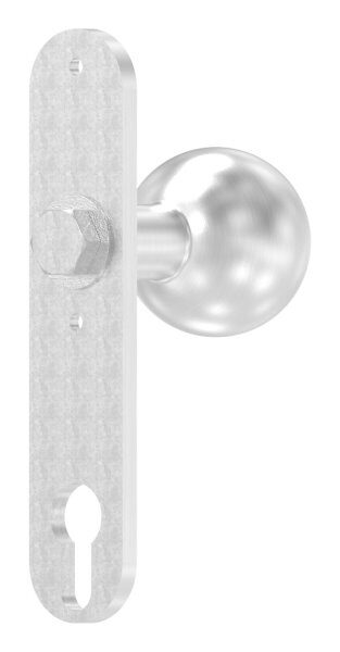 Türknopf, Ø 50mm, mit Langschild, feststehend, V2A