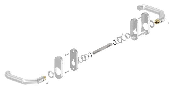 Türdrücker-Paar, inkl. 8mm Drückerstift, für Kastendicke 30-60mm, V2A