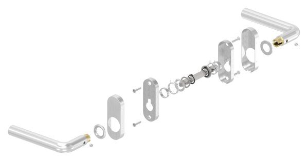 Türdrücker-Paar, inkl. 8mm Drückerstift, für Kastendicke 30-60mm, V2A
