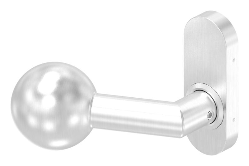 Drückerknopf, Ø 50mm, gekröpft, außer Mitte, drehbar, linke Ausführung, V2A