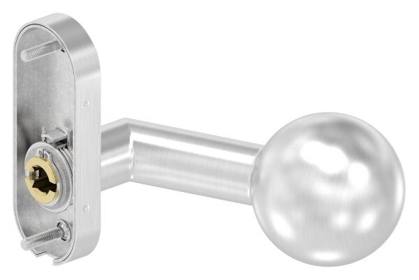 Drückerknopf, Ø 50mm, gekröpft, außer Mitte, drehbar, linke Ausführung, V2A