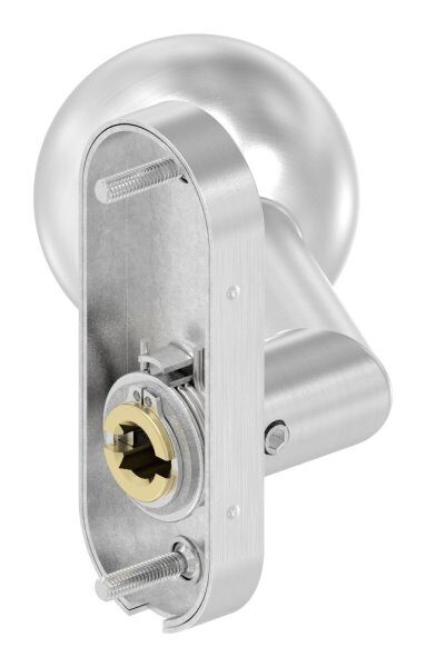 Drückerknopf, Ø 50mm, gekröpft, außer Mitte, drehbar, rechte Ausführung, V2A