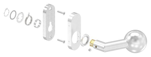 Drückerknopf, Ø 50mm, gekröpft, außer Mitte, drehbar, rechte Ausführung, V2A