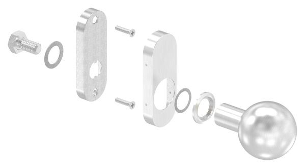 Drückerknopf, Ø 50mm, gerade, außer Mitte, fest, V2A