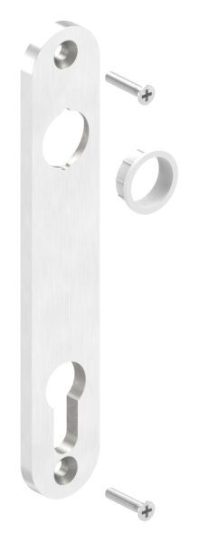 Langschild gerundet, 30 x 175 x 6mm, Abstand 92mm, geschliffen K240, V2A