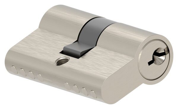 Profilzylinder aus Messing in Edelstahloptik mit 3 Schlüssel, L: 50mm, 25 / 25mm, verschieden schließend