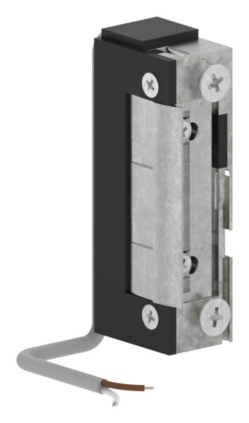 Elektrischer Türöffner DIN-L und DIN-R gleichzeitig verwendbar, Basisausstattung ohne Entriegelung/Arretierung,
wassergeschützt, verstellbare Falle um 3mm, Arbeitsstrom, 10-24 V AC/DC (Gleich- und Wechselstrom)