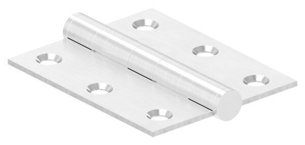 Edelstahl-Scharnier 76x63mm mit festem Zapfen, schwere Ausführung mit Kugellager, V2A, geschliffen