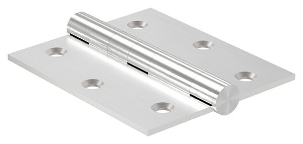 Edelstahl-Scharnier 89x76mm mit festem Zapfen, schwere Ausführung mit Kugellager, V2A, geschliffen