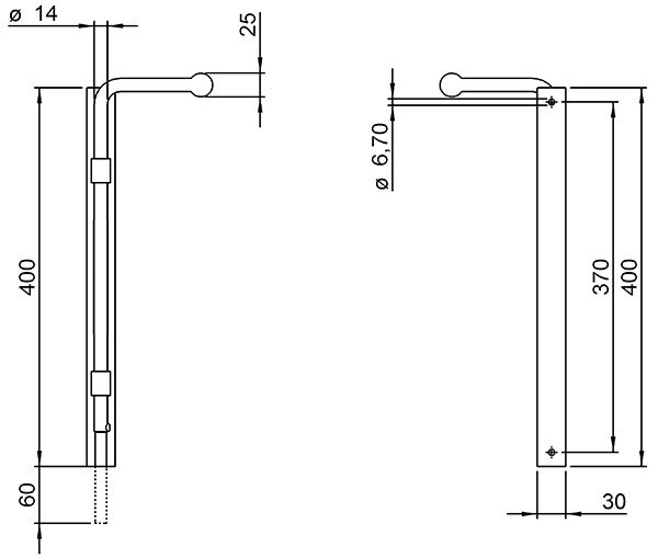 Torriegel zum Anschrauben, Ø 14mm, L: 400mm,...