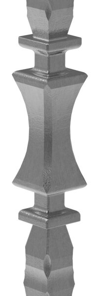Anfangsstab 25x25mm, H: 1200mm, 1x Zierteil außermittig
