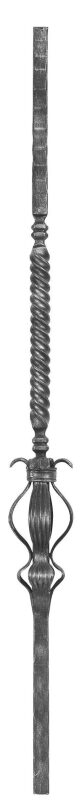 Anfangsstab 25x25mm, H: 1100mm, 1x gedreht mittig, 1x Zierteil  außermittig