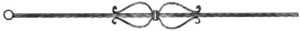 Zierstab 12x12mm, gehämmert, H: 900mm, 1x Ornament mittig
