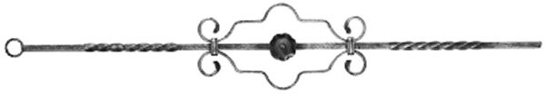 Zierstab 12x12mm, glatt, H: 900mm, 1x Ornament mittig