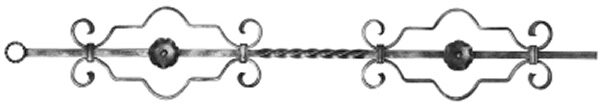 Zierstab 12x12mm, glatt, H: 900mm, 2x Ornament...