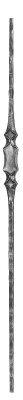 Zierstab  13x13mm, gehämmert, H: 1000mm, 1x Zierteil:  flach (50x10mm)  geschmiedet, außermittig