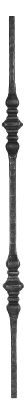 Zierstab 15x15mm, gehämmert, H: 1000mm, 2x Ornament...