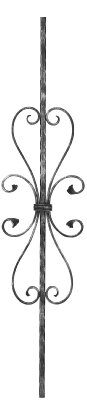 Zierstab 12x12mm, gehämmert, H: 900mm, 1x Ornament mittig