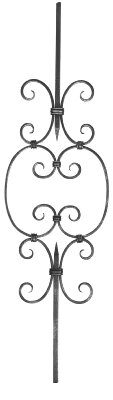 Zierstab 12x12mm, glatt, H: 900mm, 1x Ornament mittig