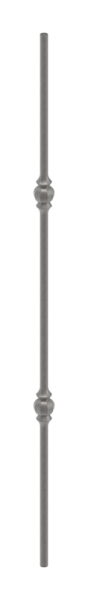 Knubbelstab 14mm, gehämmert, H: 1000mm, 2x Knubbel:  außermittig