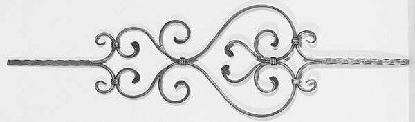 Zierstab 12x12mm, gehämmert, H: 900mm, 1x Ornament außermittig