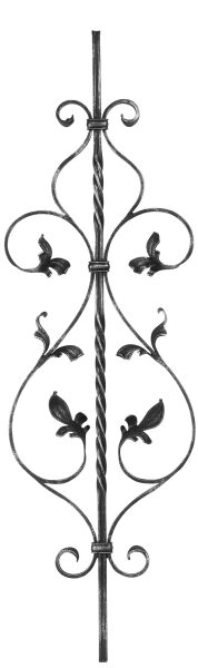 Zierstab 12x12mm, gerillt, Barock, H: 900mm, Schnecken...