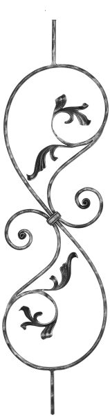 Zierstab 16x8mm, gehämmert, Meisterbarock, H: 900mm