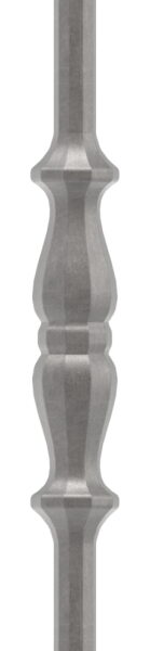 Zierstab 12mm, gehämmert, H: 1000mm, 1x Ornament mittig, geschmiedet und gebürstet