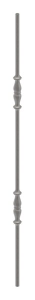 Zierstab 12mm, gehämmert, H: 1000mm, 2x Ornament...