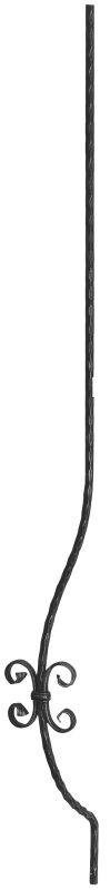 Korbgitterstab 12x12mm, gehämmert, H: 1500mm, 2x C-Schnecke