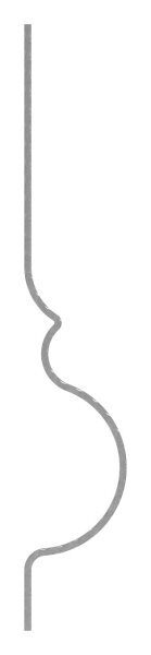 Korbgitterstab 12x12mm, gehämmert, H: 1000mm, mit Nase, kleiner Bauch