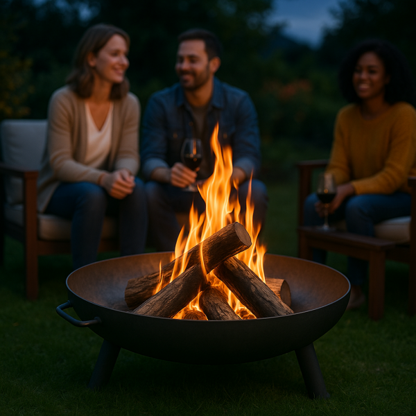 Feuerschale, Ø 1200x3,0mm, mit Füßen und Haltegriffen, Stahl roh